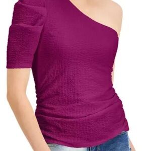 INC International Concepts Cranberry Rose Asymmetrical Puckered Blouse